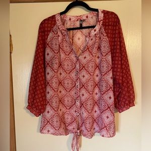 Kut from the Kloth Size Large Tie Front Blouse